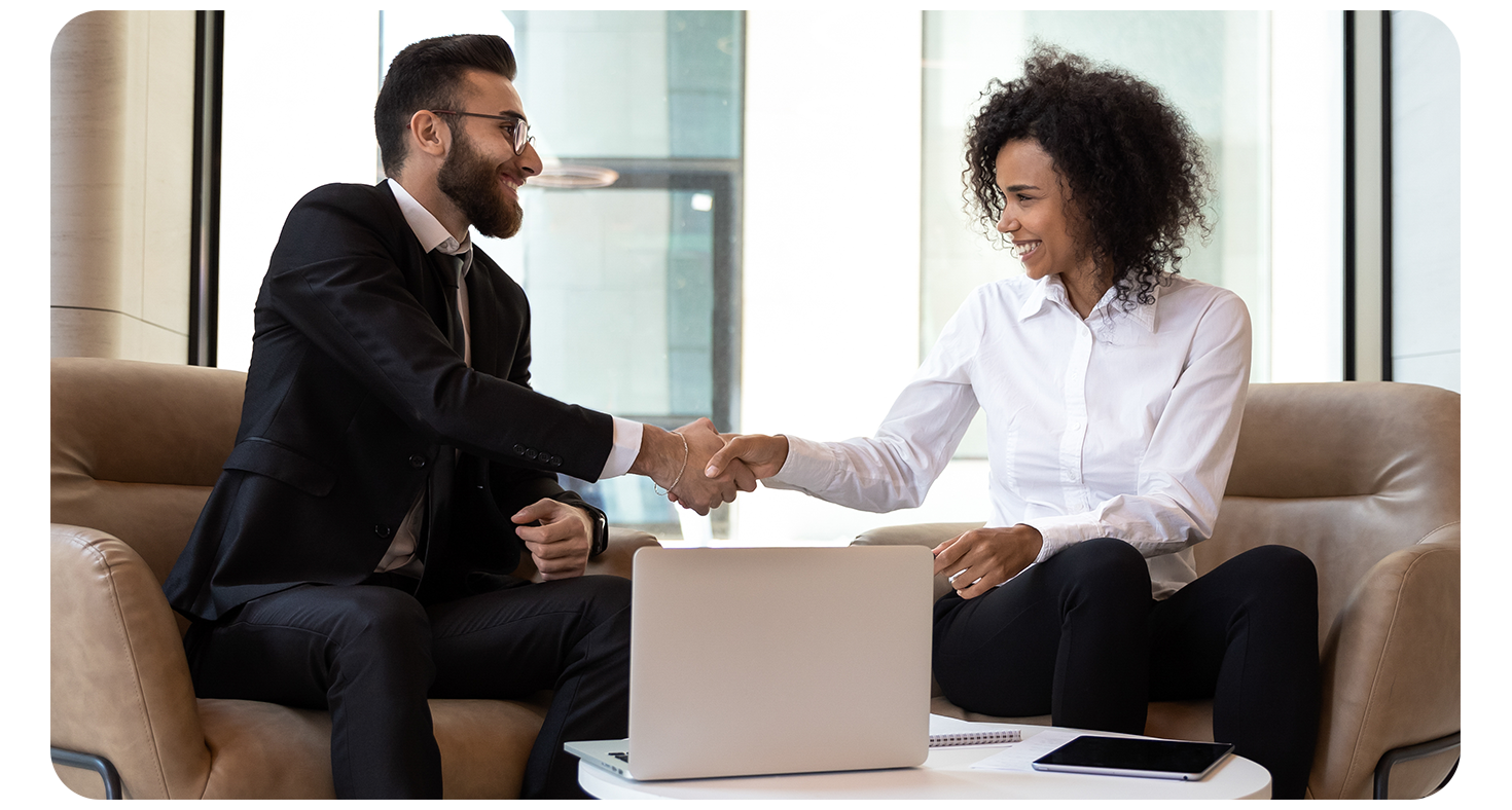 Man and woman shaking hands