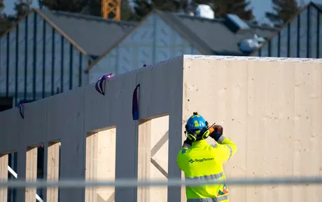 Man building house