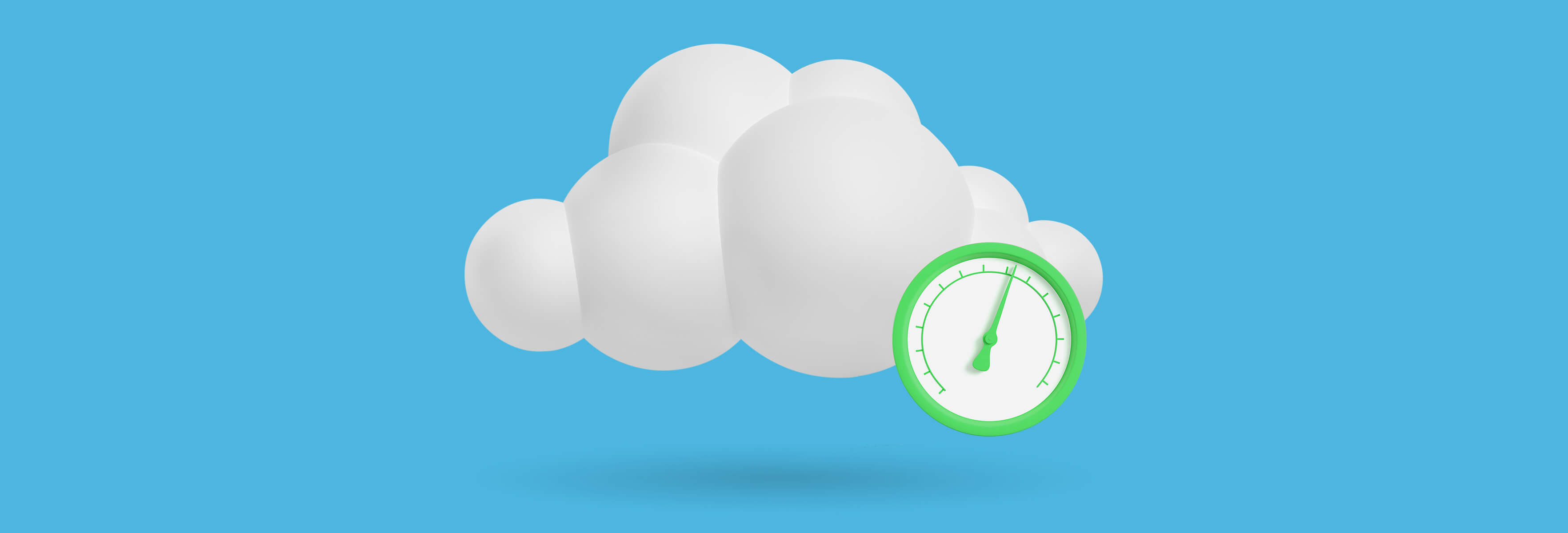 one cloud and a clock over a blue background