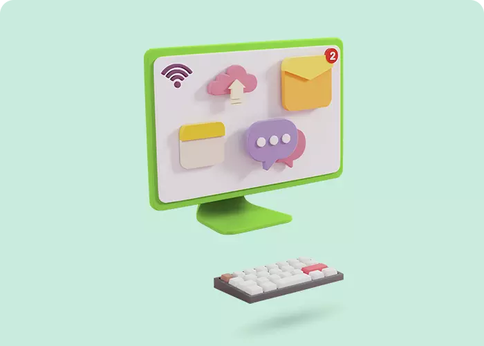 3D-afbeelding van een computerscherm