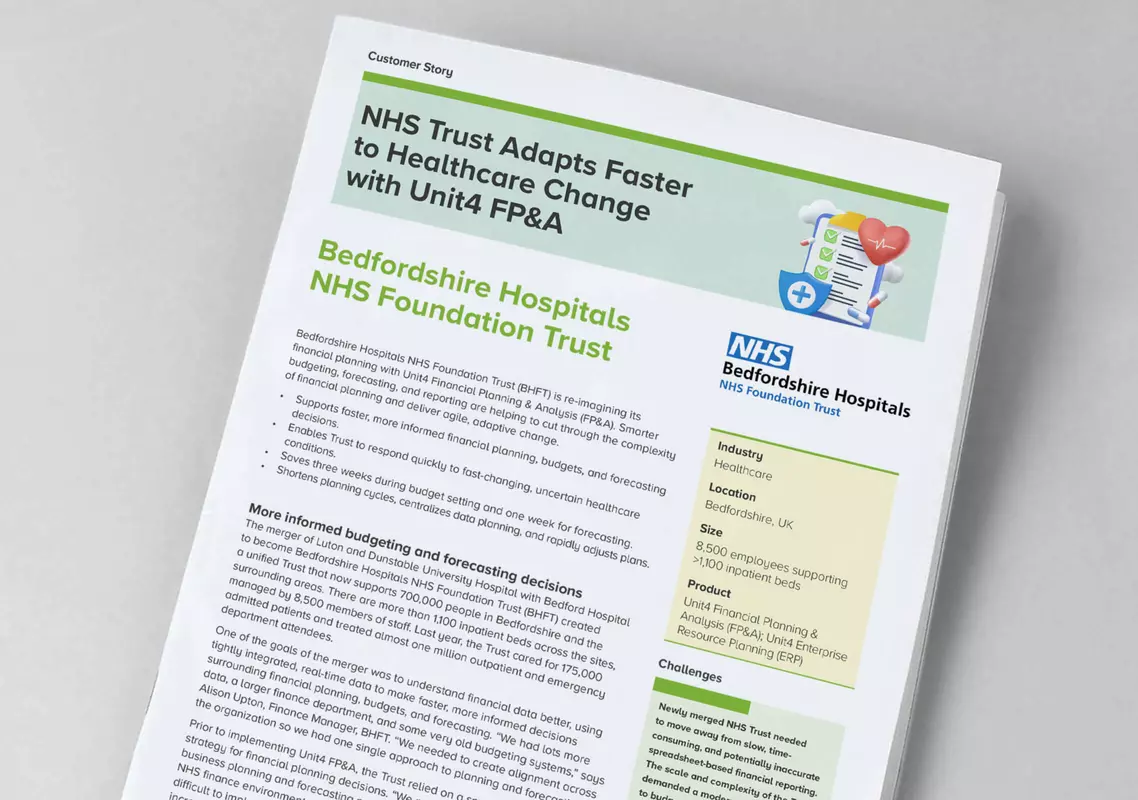 Forsidebilde for historien til denne Unit4-kunden – NHS Bedfordshire