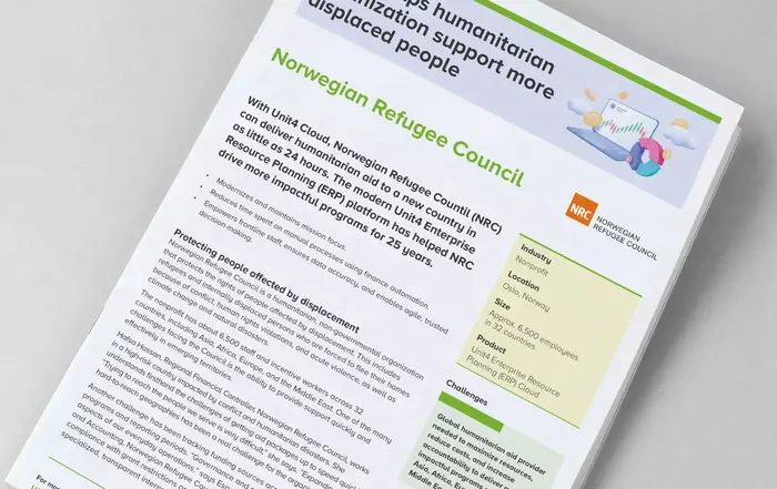 Cover image for Unit4 customer story - Norwegian Refugee Council