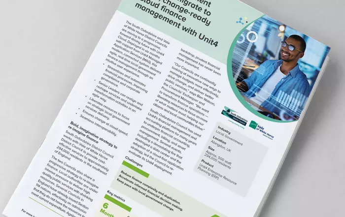 Cover image for Unit4 customer story - South Oxfordshire and Vale of White Horse District Councils