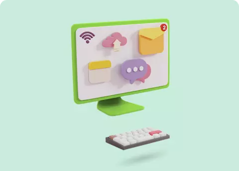3D-bilde av en dataskjerm