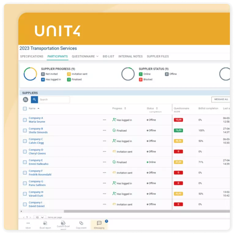 Example screen from this Unit4 solution - Unit4 S2C: eRFx module
