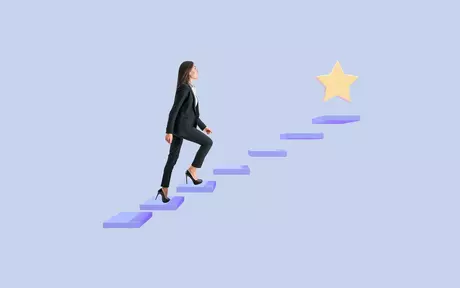 woman climbing stairs