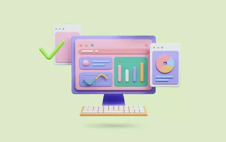 computer with dashboards