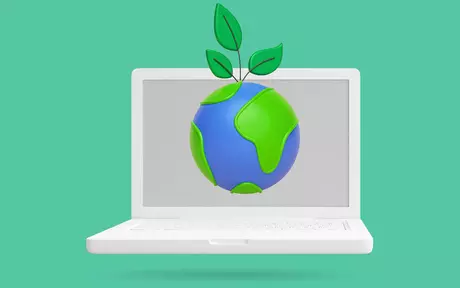 laptop with world