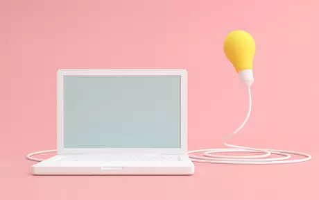 laptop with a lamp