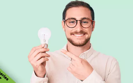 men showing a lamp in the hand