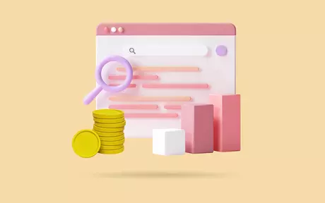 dashboard with coins and graphics