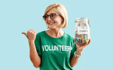 woman with a volunteer t-shirt