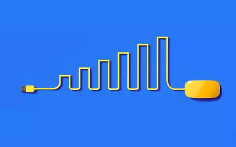 yellow mouse on blue background