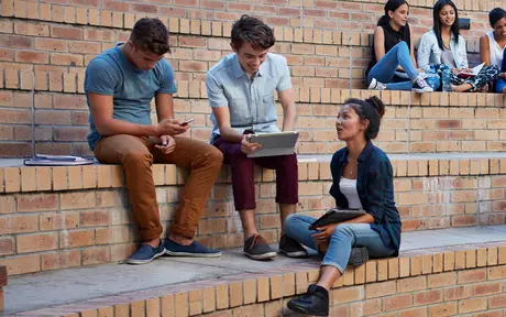 students on stairs