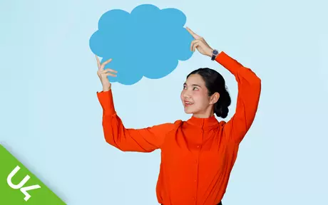 Woman holding cloud