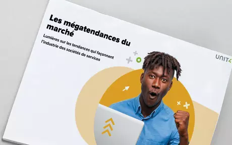 Image de couverture de l’ebook de Unit4 : « 7 méga-tendances essentielles affectant les organisations de services professionnels »