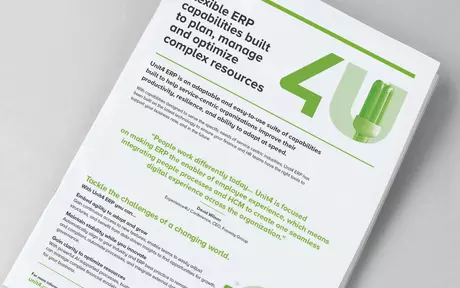 Cover image for 2-page overview of the Unit4 ERP product